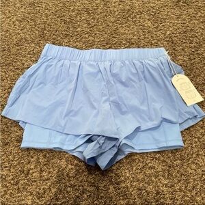 Blogilates NWT ruffle shorts in cool blue size XL